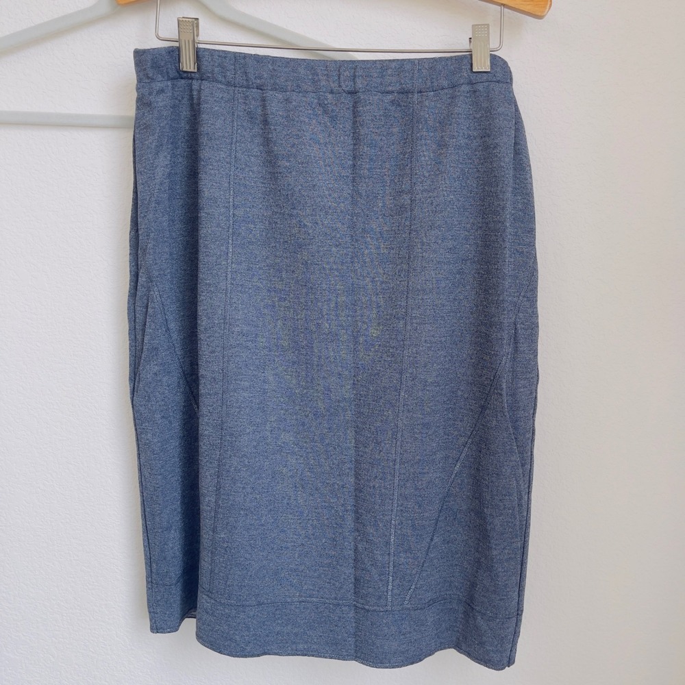 Stizzoli Italy Womens Blue Gray Knit Pencil Skirt Lined IT 52 US 14 16 XL